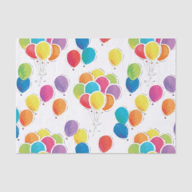 Colorful Birthday Balloons Tissue Paper (Front)