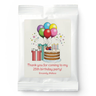Colorful Birthday Balloons With Cake And Presents Hot Chocolate Drink Mix