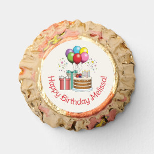 Colorful Birthday Balloons With Cake And Presents Reese's Peanut Butter Cups
