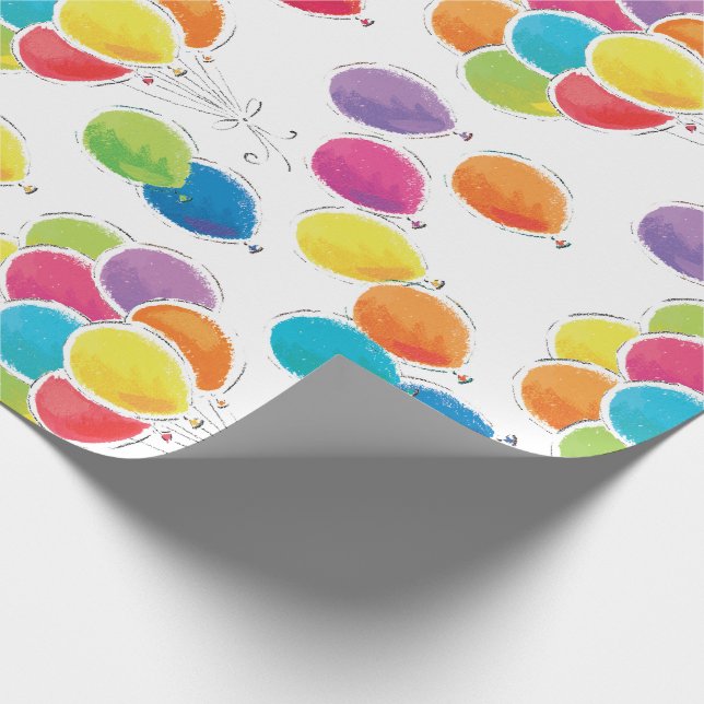 Colorful Birthday Balloons Wrapping Paper (Corner)