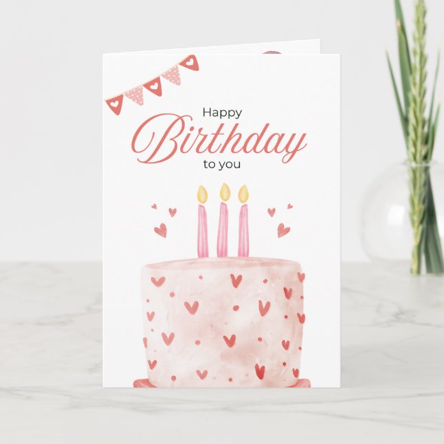 Colorful Birthday Cake Greeting Card (Front)