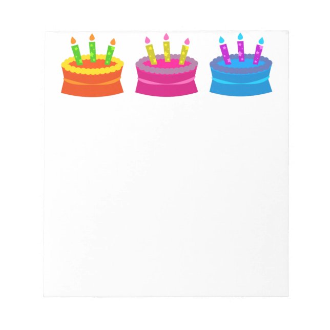 Colorful Birthday Cake Notepad (Front)