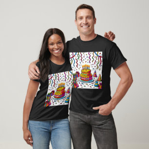 Colorful Birthday Cake Party Celebration T-Shirt