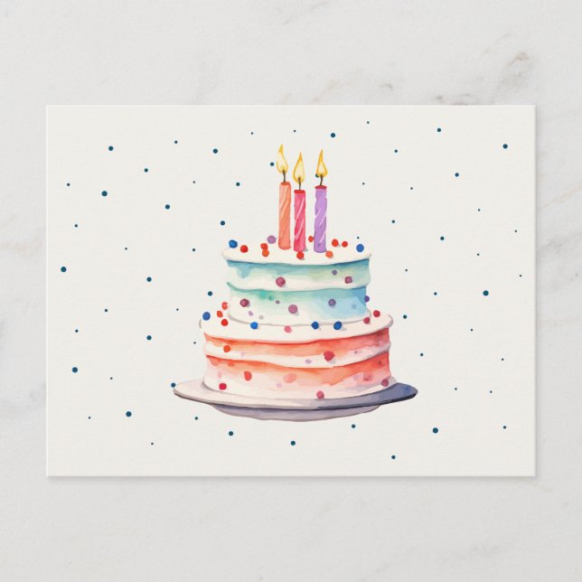 Colorful Birthday cake  Postcard (Front)