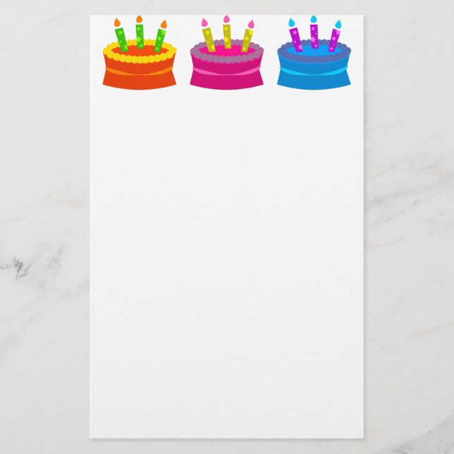 Colorful Birthday Cake Stationery (Front)