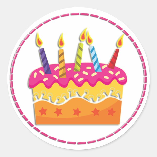 Colorful Birthday Cake Stickers (Front)