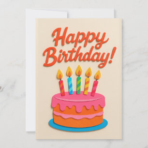 Colorful Birthday Cake with Candles Card