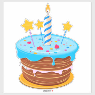 Colorful Birthday Cake with Candles Sticker
