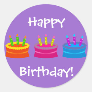 Colorful Birthday Cakes Classic Round Sticker