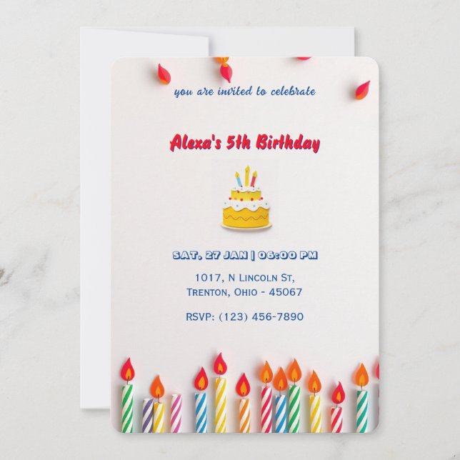 Colorful Birthday Candle Extravaganza! Invitation (Front)