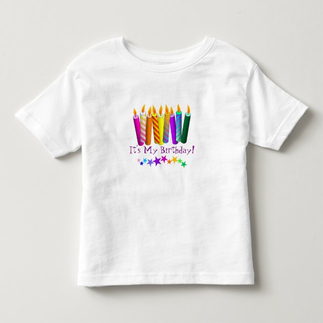 Colorful Birthday Candle Wishes Toddler T-shirt (Front)