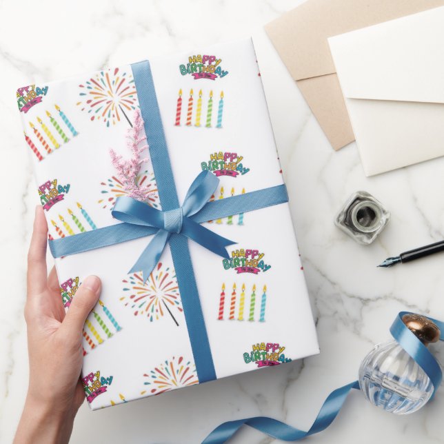 Colorful Birthday Candle Wrapping Paper  (Gifting)