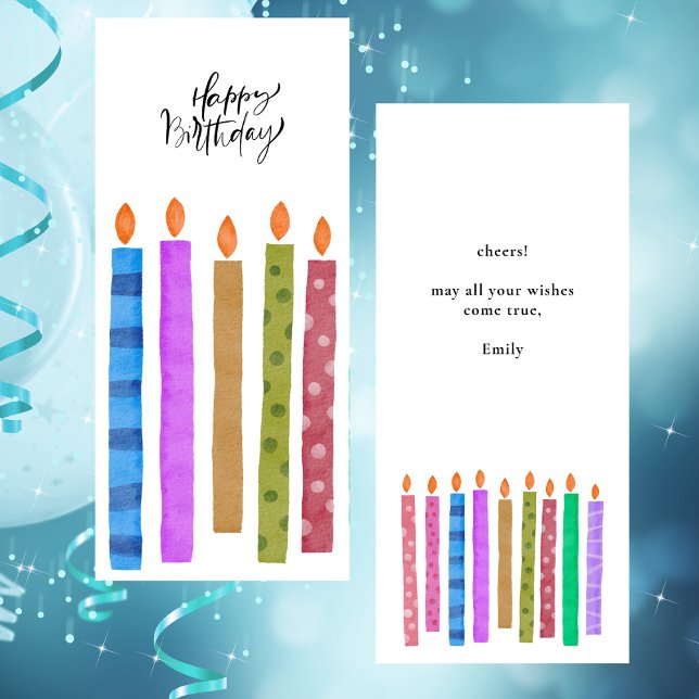 Colorful Birthday Candles Black & White Flat Card (Creator Uploaded)