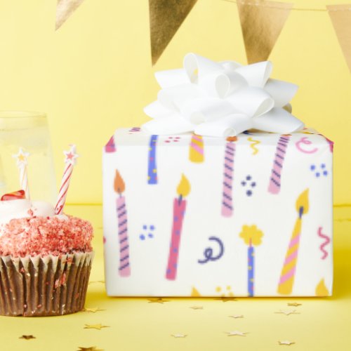 Colorful Birthday Candles Seamless Pattern Wrapping Paper