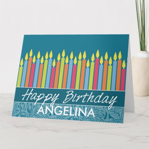 Colorful Birthday Candles with Custom Name Card