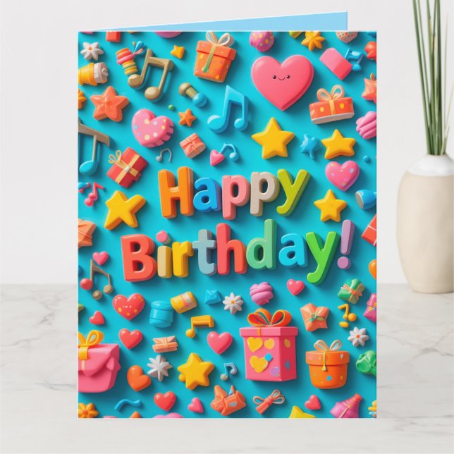 Colorful Birthday Celebration Elements Card (Front)