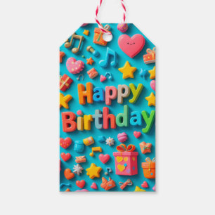 Colorful Birthday Celebration Elements Gift Tags