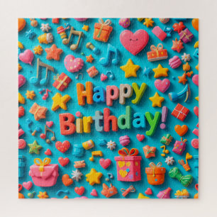 Colorful Birthday Celebration Elements Jigsaw Puzzle
