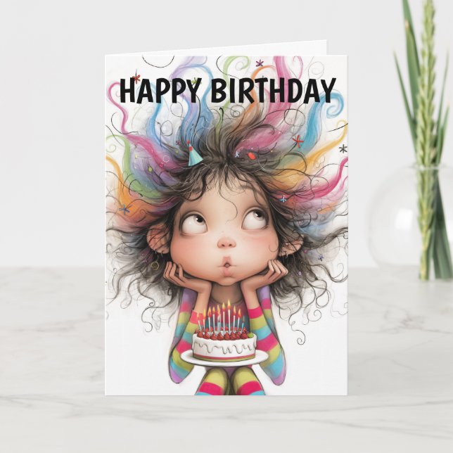 Colorful Birthday Cheer Holiday Card (Front)