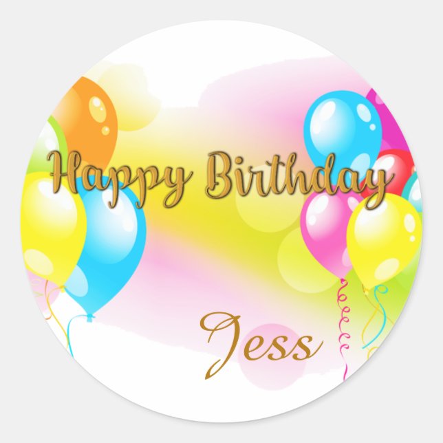 Colorful Birthday Classic Round Sticker (Front)