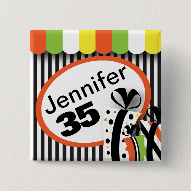 Colorful Birthday Fun Button (Front)