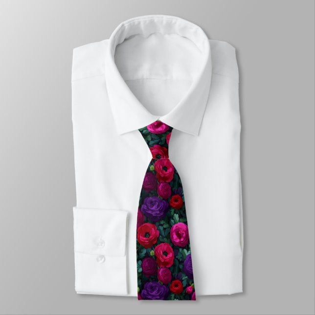 Colorful Birthday Gifts For Him Ranunculus Neck Tie (Tied)