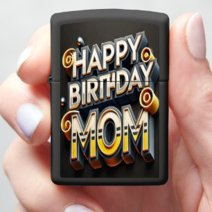 Colorful Birthday Greeting for a Beloved Mom Zippo Lighter