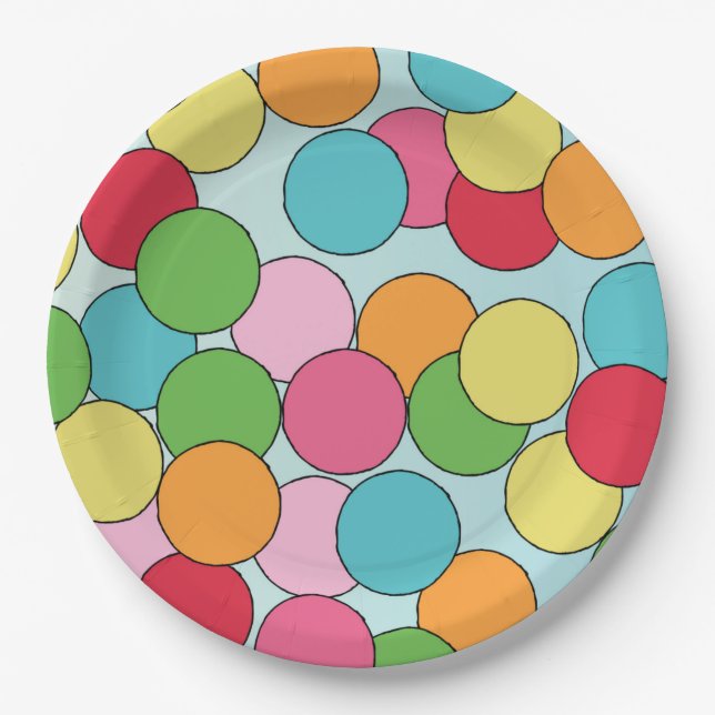 Colorful Birthday Gumball Theme Party GumballParty Paper Plates (Front)