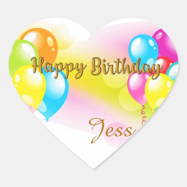 Colorful Birthday Heart Sticker (Front)