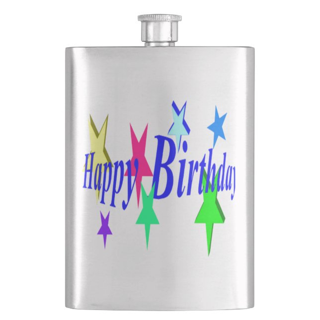 Colorful Birthday Hip Flask (Front)