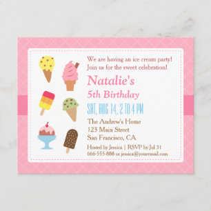 Colorful Birthday, Ice cream party invitations