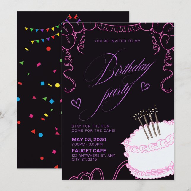 Colorful Birthday Invitation – Fun Party Card (Front/Back)