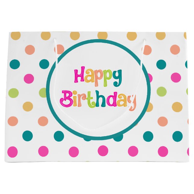 Colorful birthday large gift bag (Front)