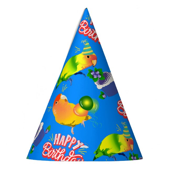 Colorful Birthday Lovebird Parrot Bird Theme Party Party Hat (Left)