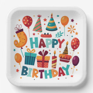 Colorful Birthday Paper Plates