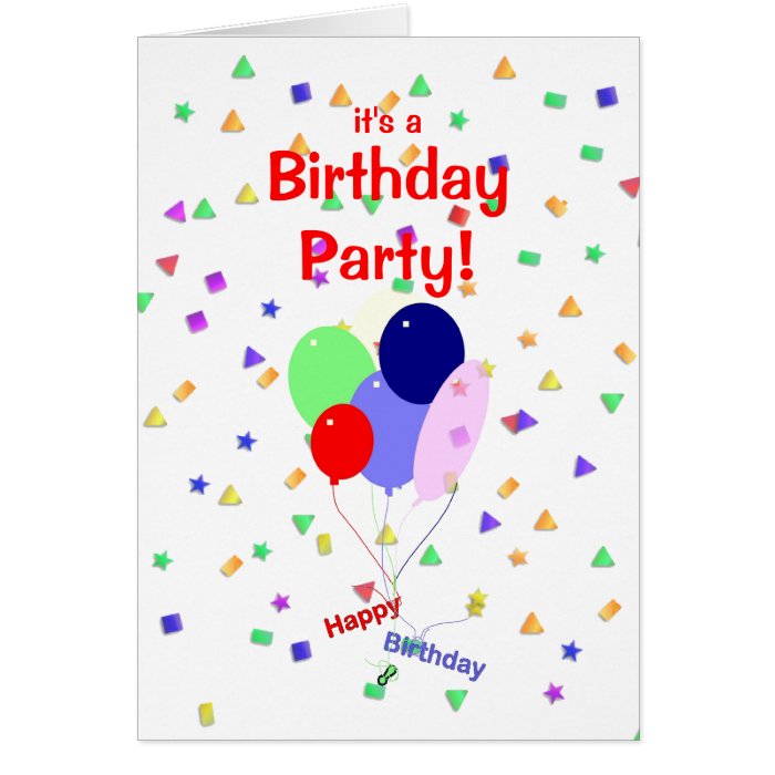 Colorful Birthday Party Balloons Invitation Card