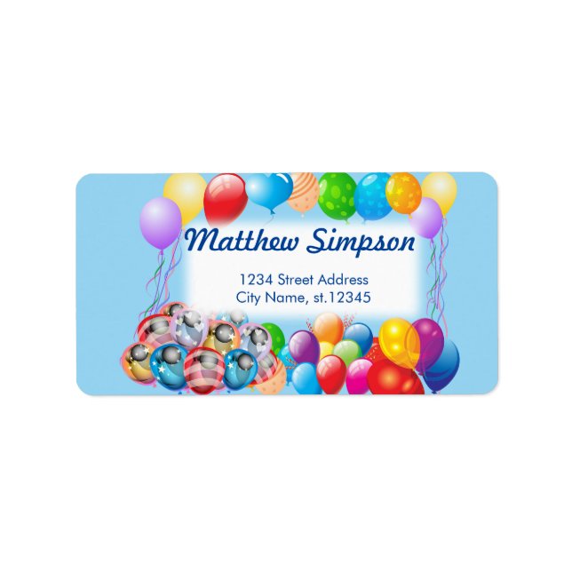 Colorful Birthday Party Balloons Label (Front)