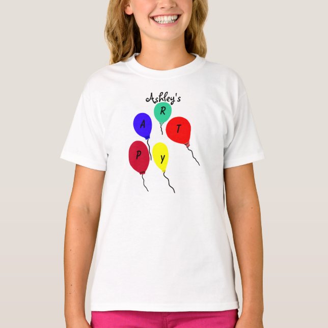 Colorful Birthday Party Balloons T-Shirt CUSTOMIZE (Front)