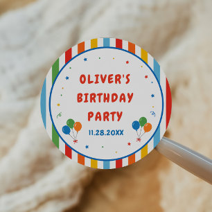 Colorful Birthday Party Classic Round Sticker