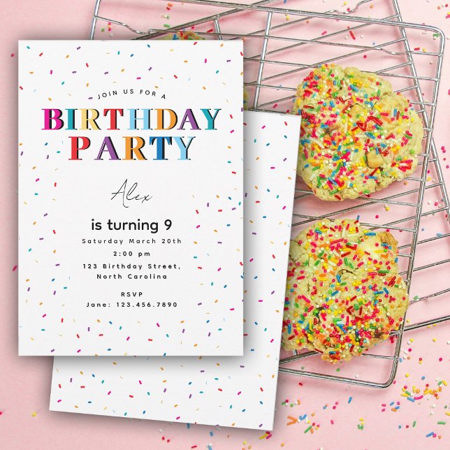 Colorful Birthday Party Confetti Birthday Invitation (Colorful Birthday Party Confetti Birthday Invitation)