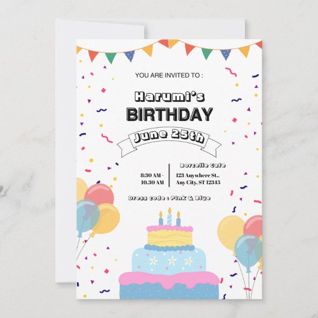 Colorful Birthday Party Invitation (Front)