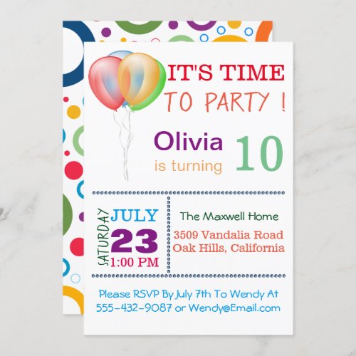 Colorful Birthday Party Invitation