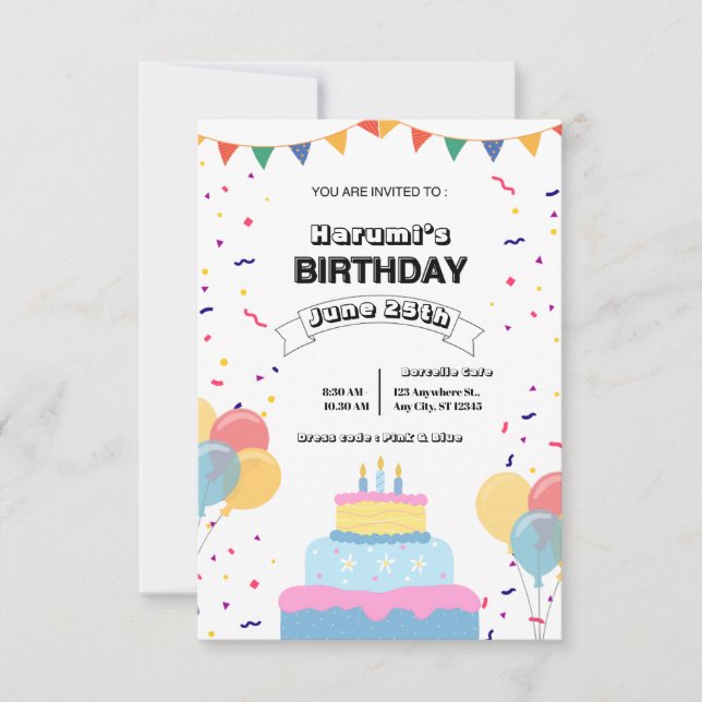 Colorful Birthday Party Invitation (Front)