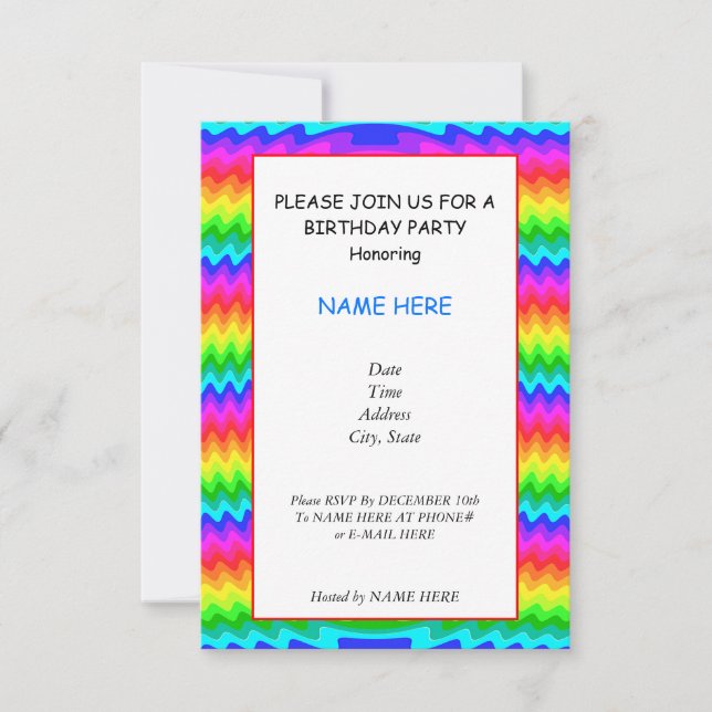 Colorful Birthday Party Invitation Card (Front)
