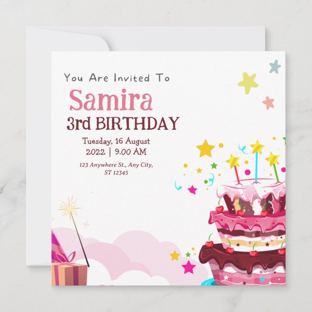 Colorful Birthday Party Invitation Card (Front)