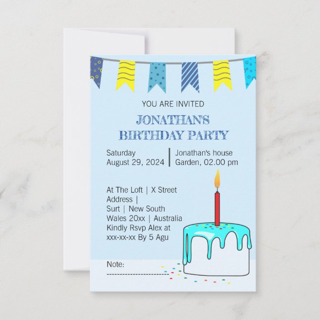 Colorful Birthday Party Invitation for Kids (Front)