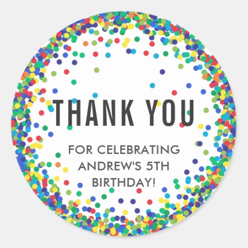 Colorful Birthday Party Thank You Stickers