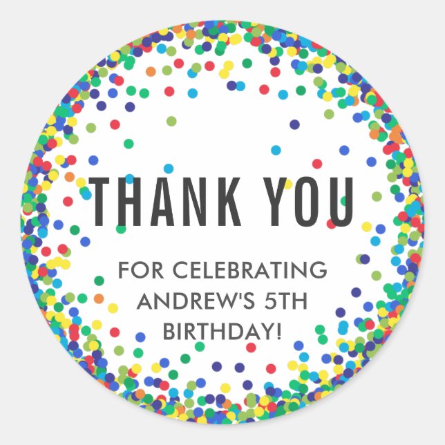Colorful Birthday Party Thank You Stickers (Front)