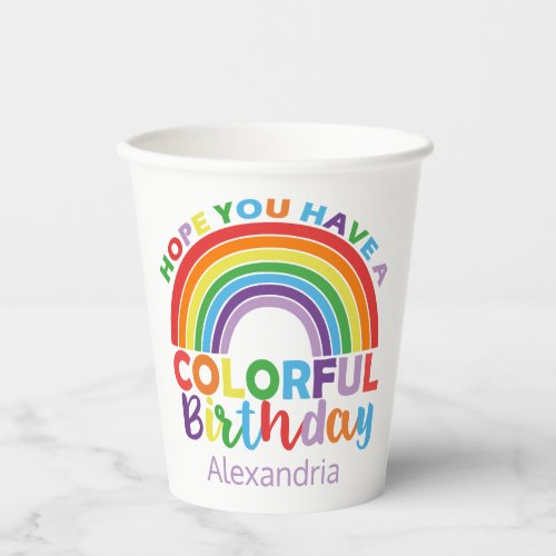 Colorful Birthday Rainbow Girls Party Paper Cups