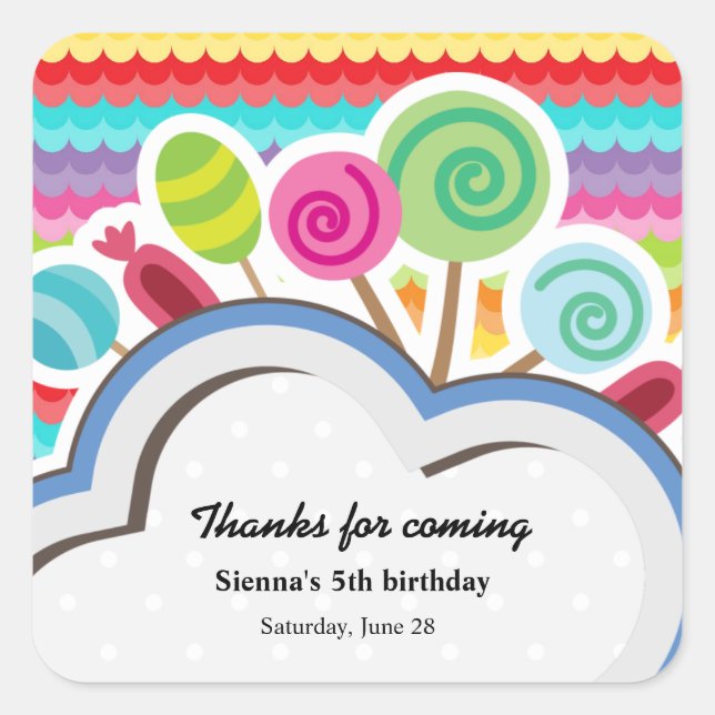 Colorful Birthday Square Sticker (Front)